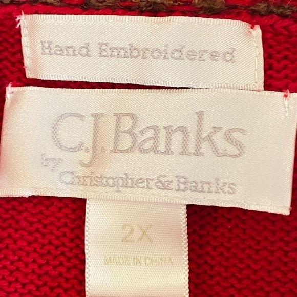 Christopher Banks CJ Hand Embroidered Squirrel Holiday Sweater Soft Size 2X - Picture 8 of 9
